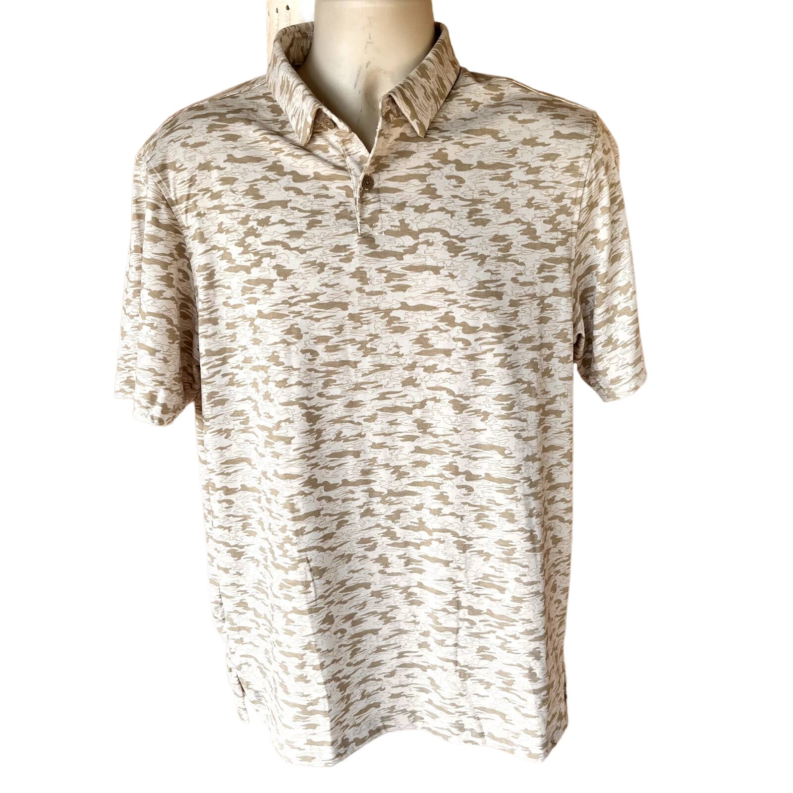 Adidas Go To Camo Polo Golf Shirt Pullover Tan Mens M Nwt Embroidered Ajga